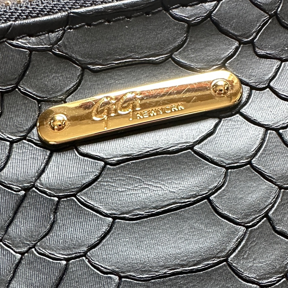 New GiGi NY Black Textured Bag with Gold Details and Gold Disney Embossed